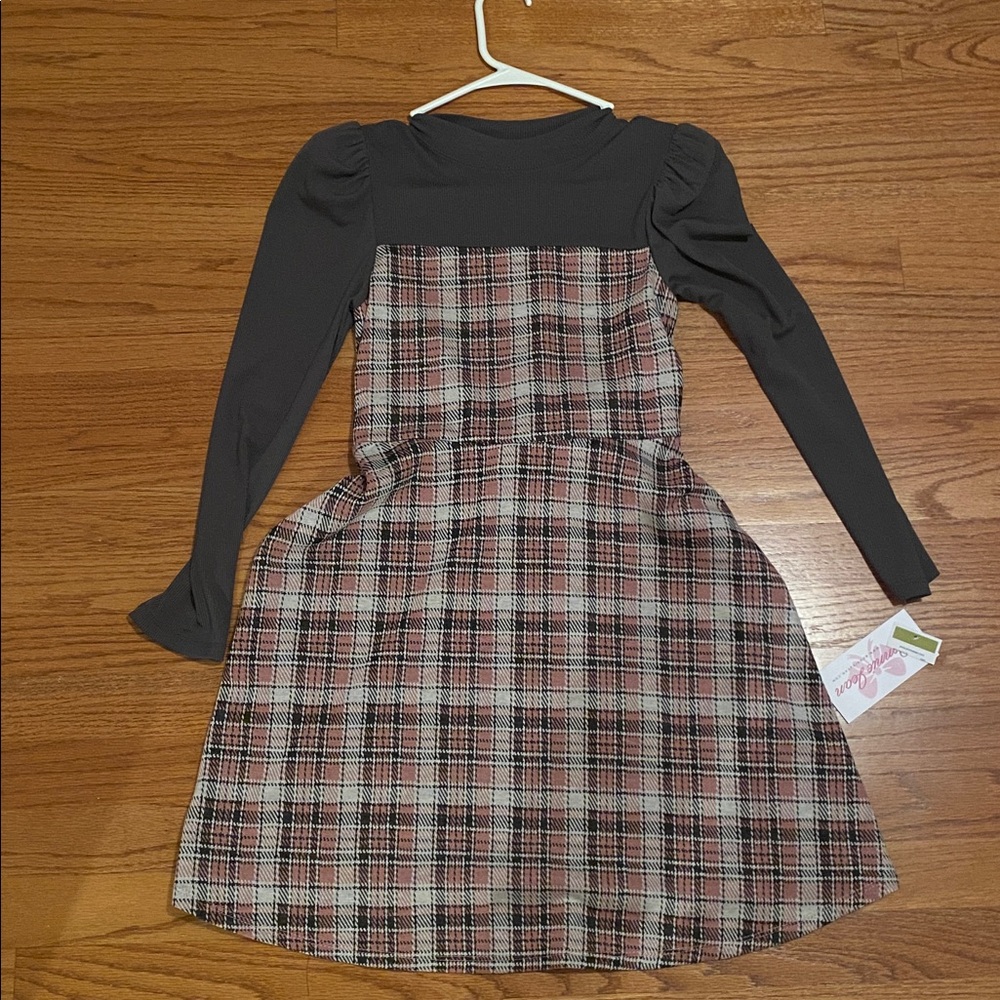 Gray & Plaid Girls Dress